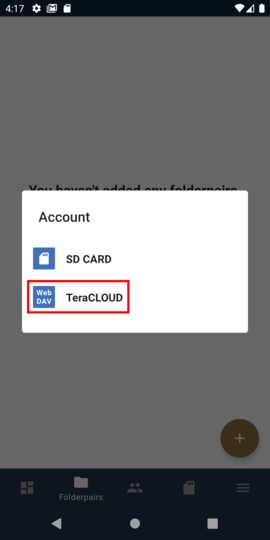 Select your InfiniCLOUD account Select your InfiniCLOUD account