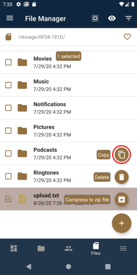 Tap the Copy icon Tap the Copy icon