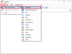 「New Connection」の「WebDAV」をクリック