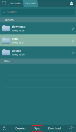 アイテムを選択して「Sync」をタップ アイテムを選択して「Sync」をタップ